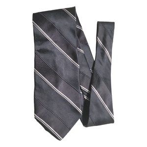 IKE BEHAR NEW YORK Black & White Diagonal Striped Silk Tie